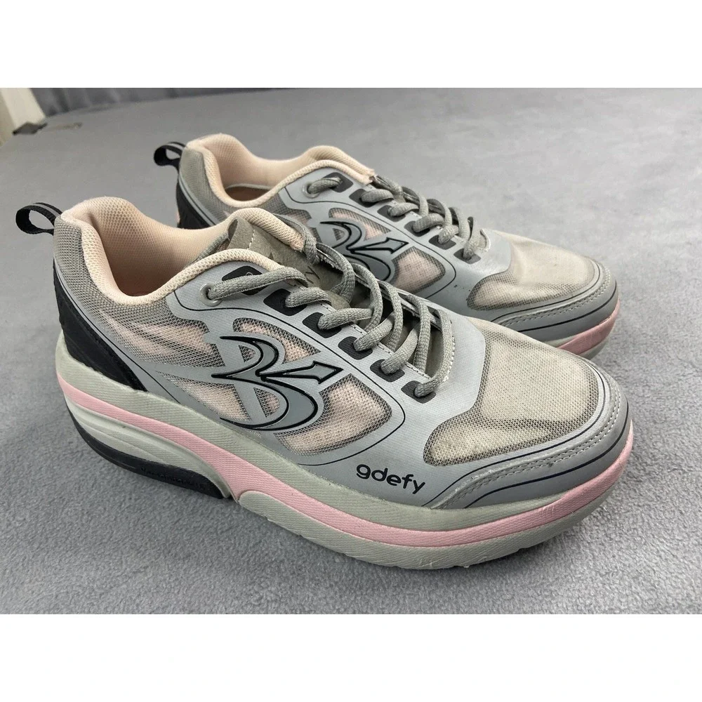 Gravity Defyer Gdefy Shoes Womens‎ 7.5 Gray Pink Ion Walking Sneakers Comfort